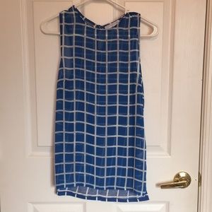 Cotton On Square Pattern Blue White Top